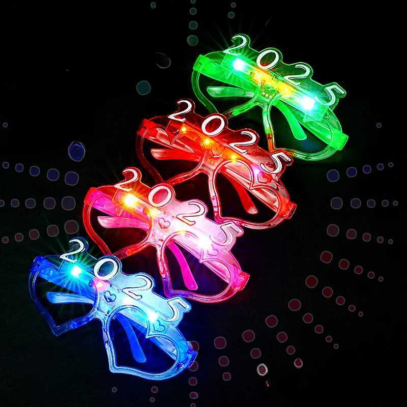 Sunglasses 1-20pcs LED 2025 Light Up Glow Glasses Neon Party Love Heart Flash Sunglasses for Adults Kids Christmas New Year Party Supplies H241213