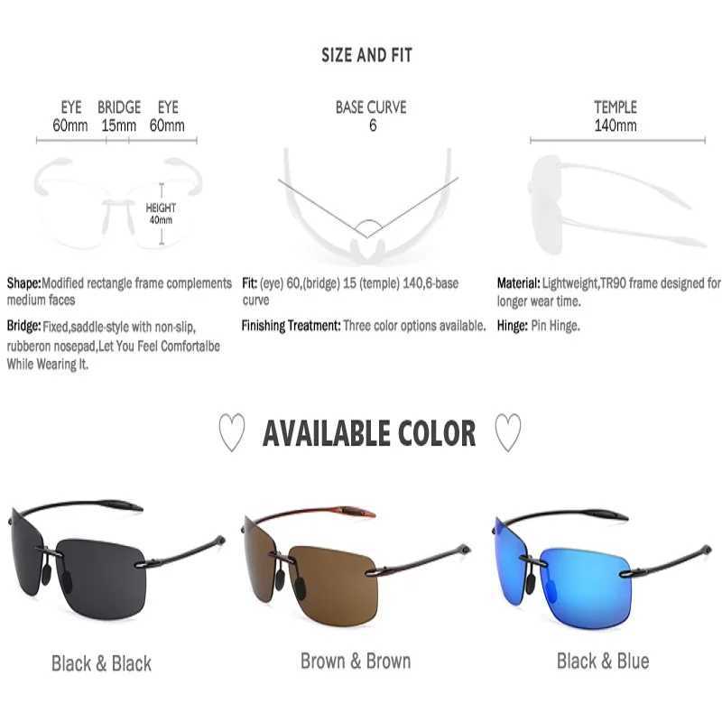 Classic Sports Rimless Sunglasses Men Women Male Driving Golf Rectangle Ultralight Frame Sun Glasses UV400 De SolX241213