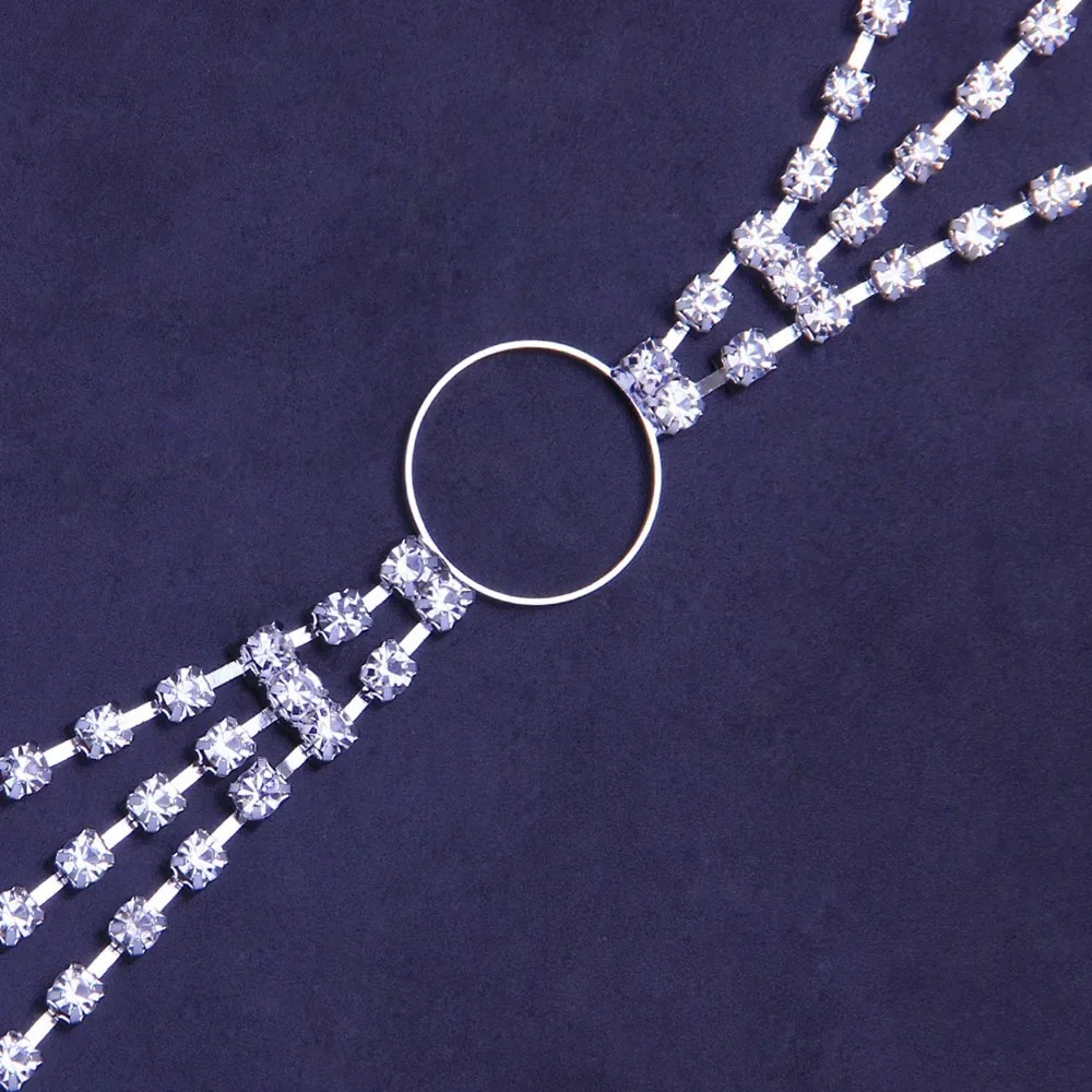 Shine Fashion Three Layer Rhinestone Waist Chain for Women Circle Beach Bikini Belly Sexy Body Jewelry 241213