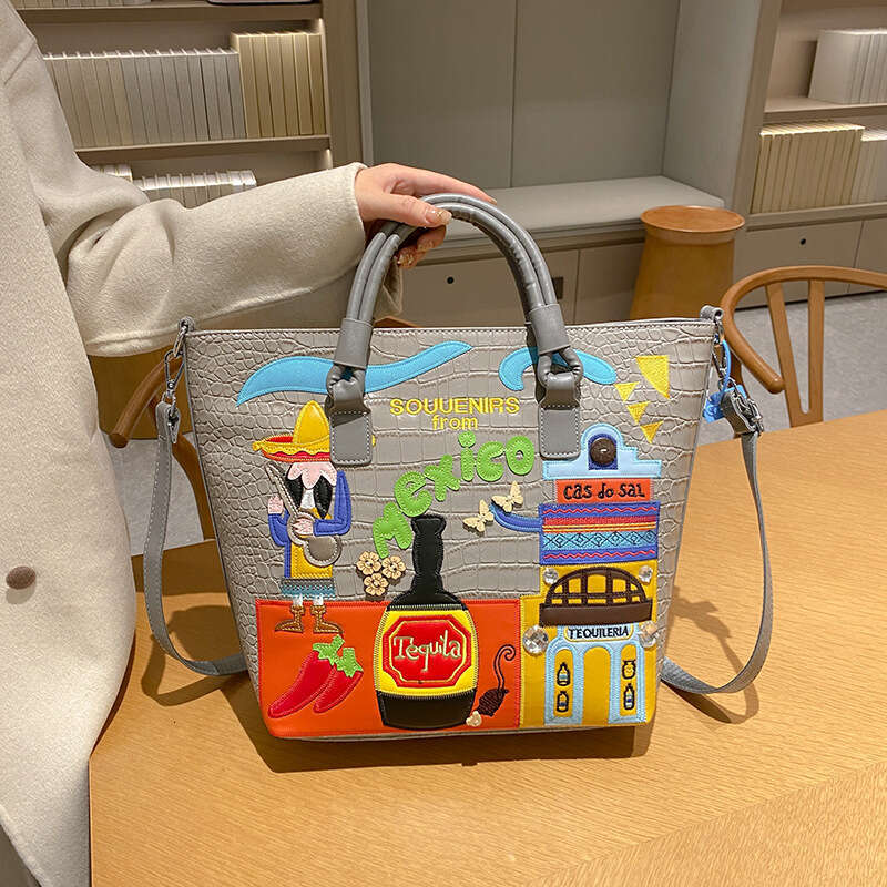 for Women Autumn/Winter Commuter Handbag Large Capacity Mexican Style Shoulder Bag 2024 Versatile New Trendy Clothing Ins
