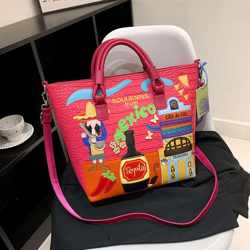 for Women Autumn/Winter Commuter Handbag Large Capacity Mexican Style Shoulder Bag 2024 Versatile New Trendy Clothing Ins