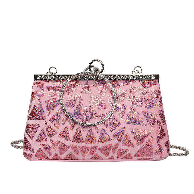 Bag women in 2024, with high-end feel a clip on handle. Small square bag for niche evening wear, dinner party single shoulder crossbody bag. 2024 new 