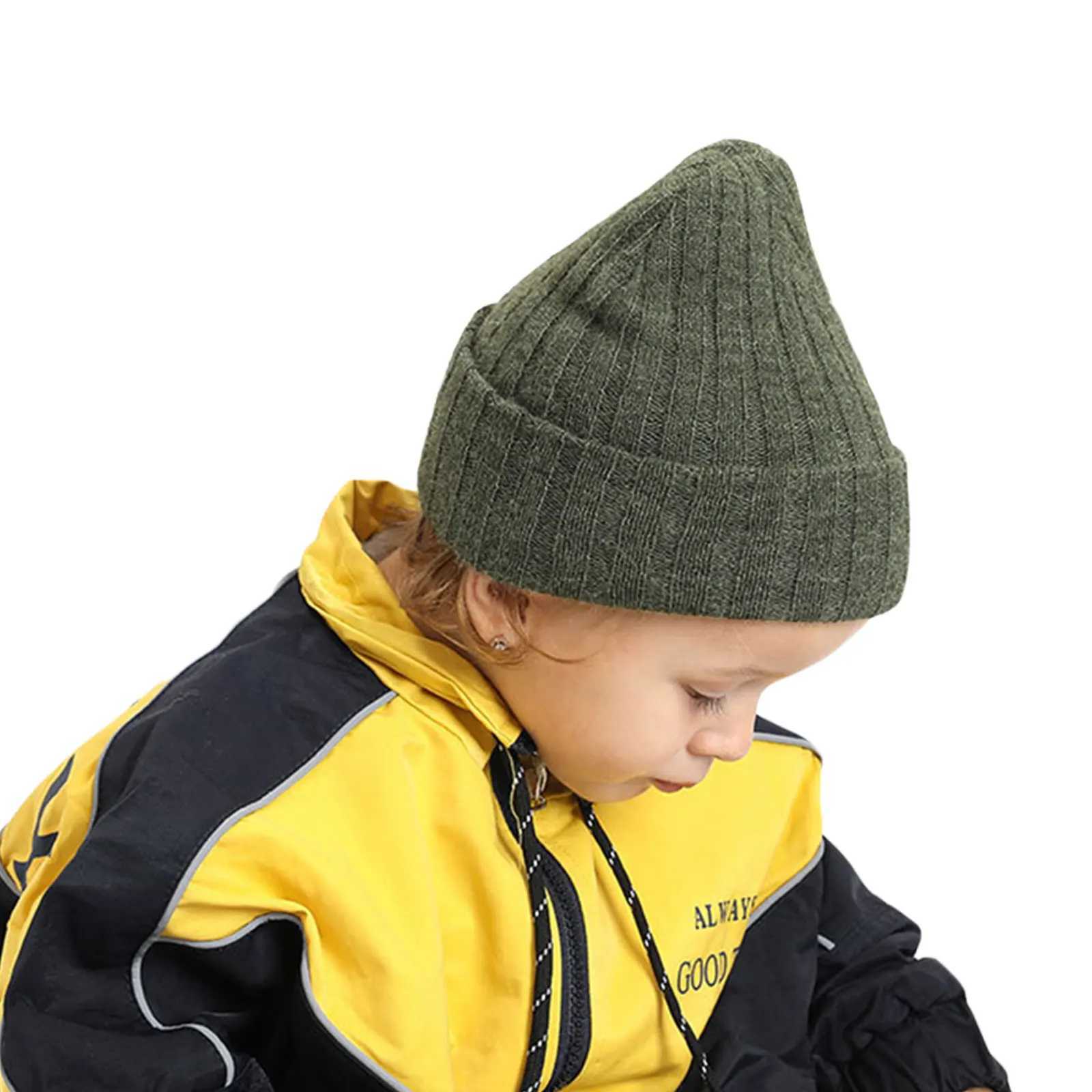 Infant Baby Kids Knitted Hat Soft Warm Elastic Solid Casual Daily Winter Cap for Girls Boys 0-4YearsXJ241213
