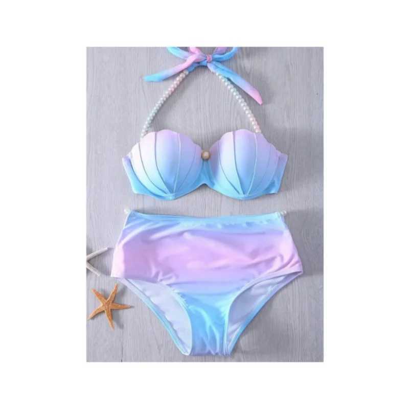 Women New Mermaid Bikini Polyester Gradient Swimsuit Tight ss Swimwear High Bounce Summer Bathing Suit Beachwear 2024XJ241212
