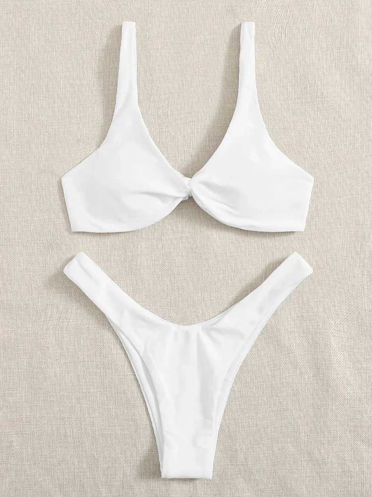 OIINAA Bathing Suit Women Solid Sexy Swimsuit Bow Tie Drawstring Lace Up Summer Bikini Set Two-pieces Beachwear Thong BiquinisXJ241212