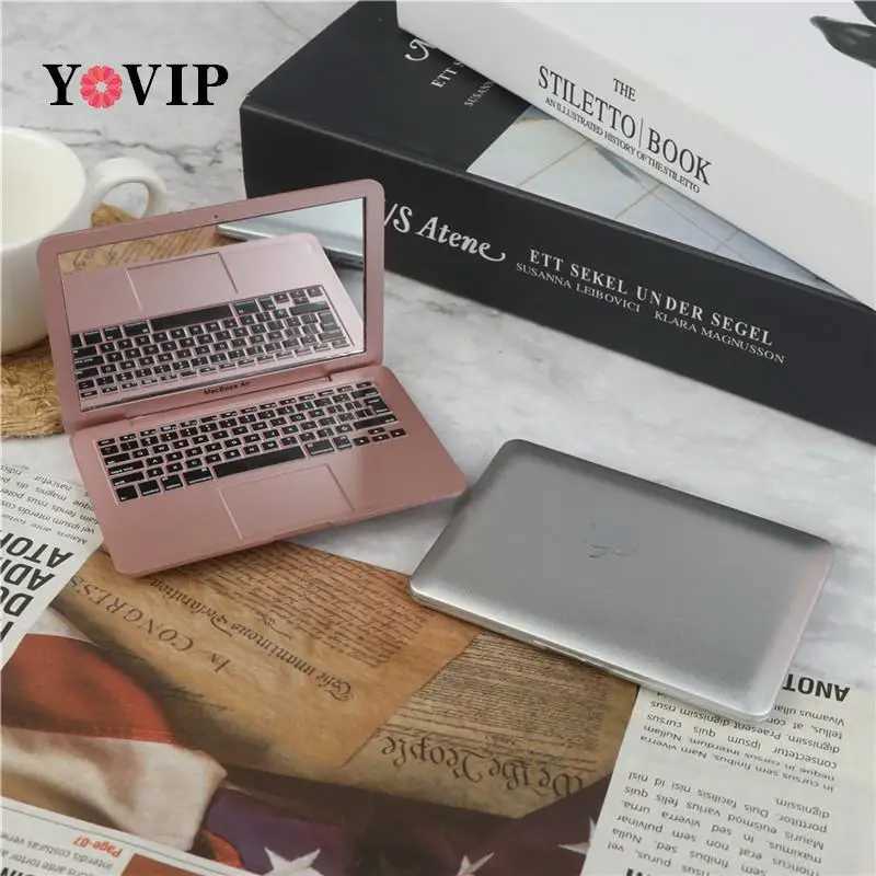 Hot Sale 1pc Creative laptop shape Mini Pocket Laptop Portable Folding Mirror Compact Makeup Cosmetic Pocket Mirror BeautyXJ241213