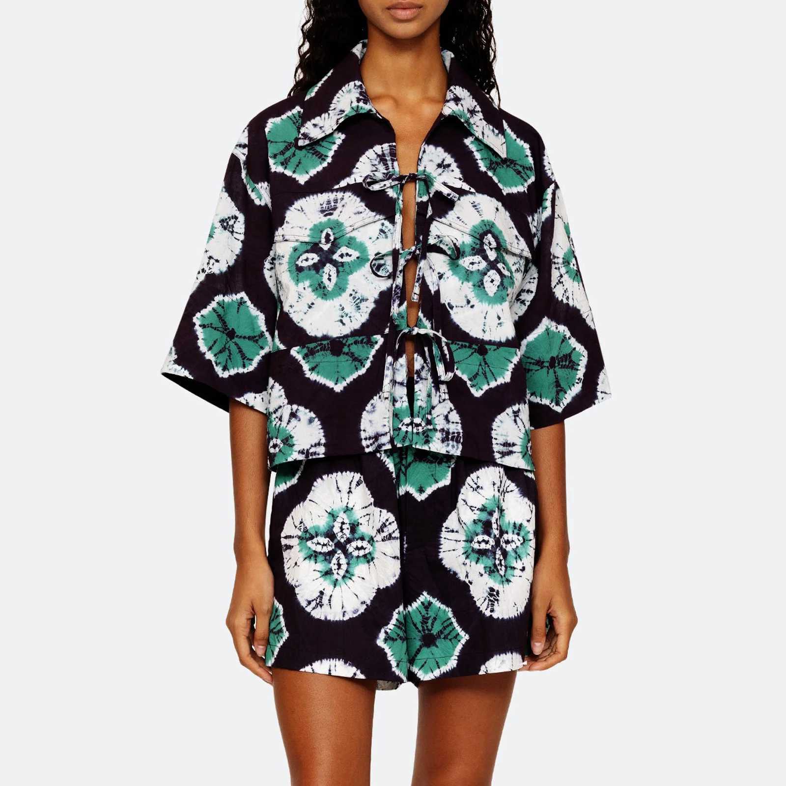 Women's Two Piece Pants Hirigin Womens 2 Piece Pajamas Set Vintage Floral Print Half Slve Tie Up Shirt + Shorts Set Summer Vacation Beach Clothes