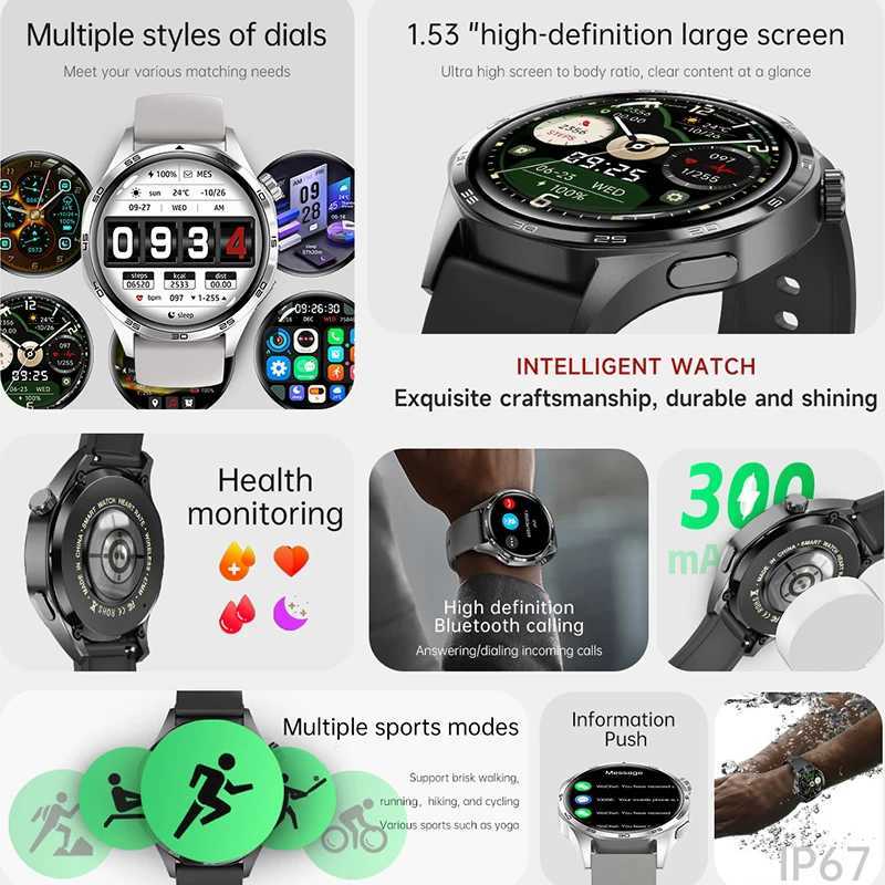 GT5 PRO Smart Watch Men Watch 5 Pro AMOLED HD Screen BT Call GPS Trajectory NFC Heart Rate Compass SmartWatches New T241213