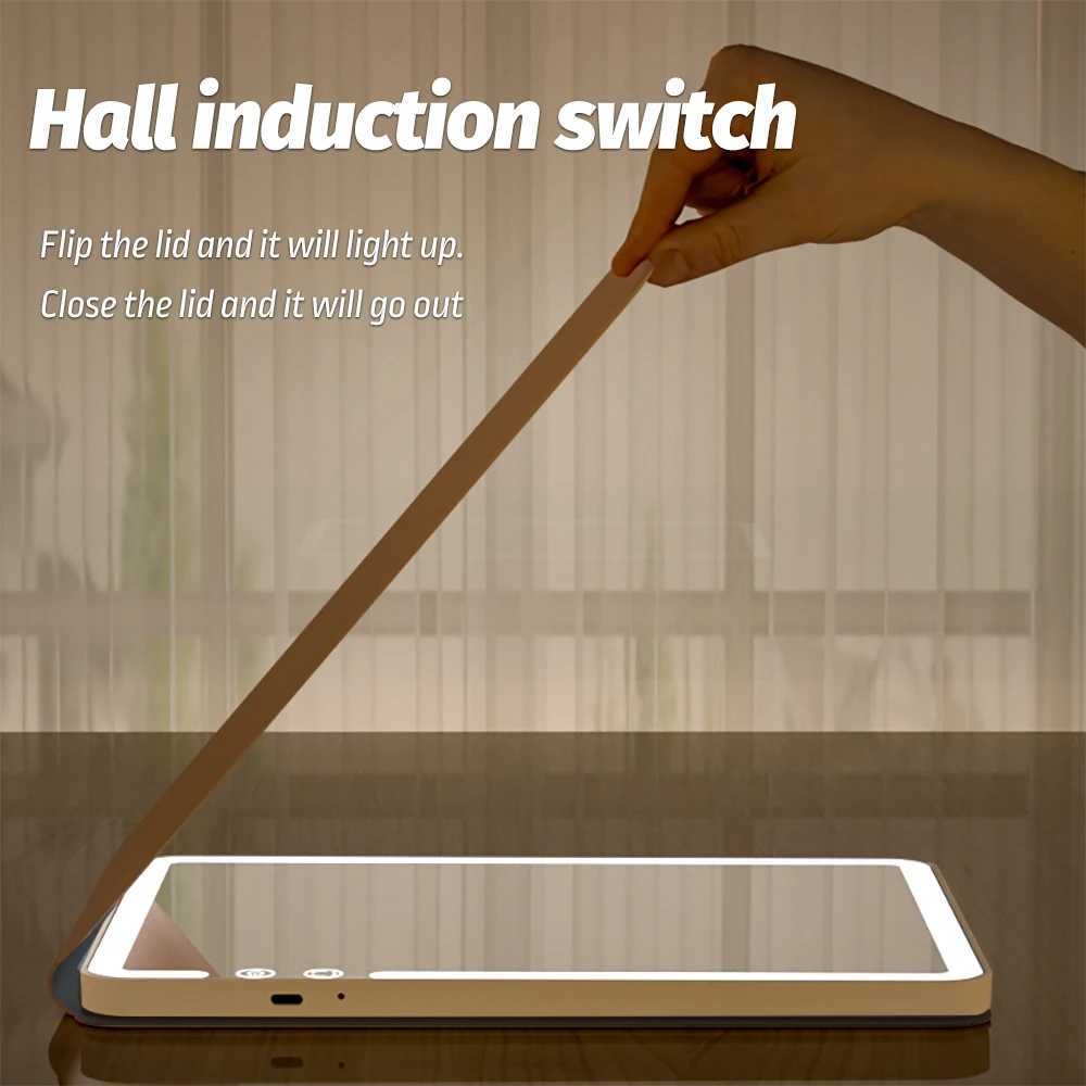Makeup Mirror Foldable Portable 3-Color Dimmable Lighting Rechargeable Tabletop Folding Vanity Cosmetic Mirror with LED LightsXJ241213