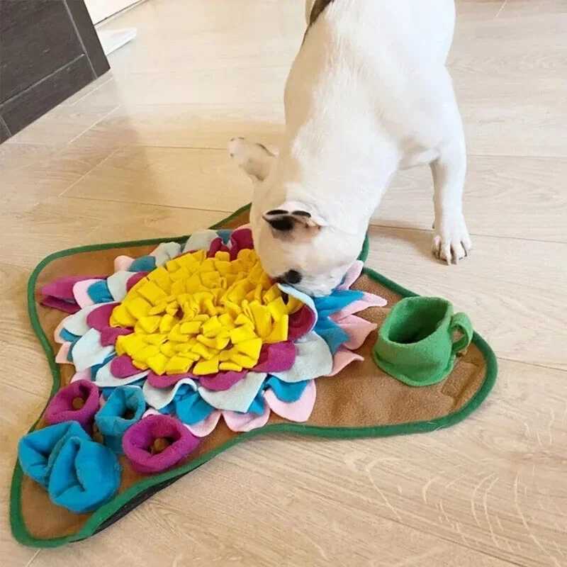 Pet olfactory pad dog puzzle training Xizang food blanket slow food pad washable colored dog puzzle feeding toy nose training pad X241213