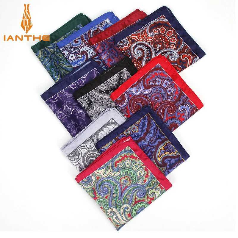 2018 Mens Brand Handkerchief Vintage Paisley Pocket Square Soft Hankies Wedding Party Business Artificial Silk Chest Towel Gift W241213