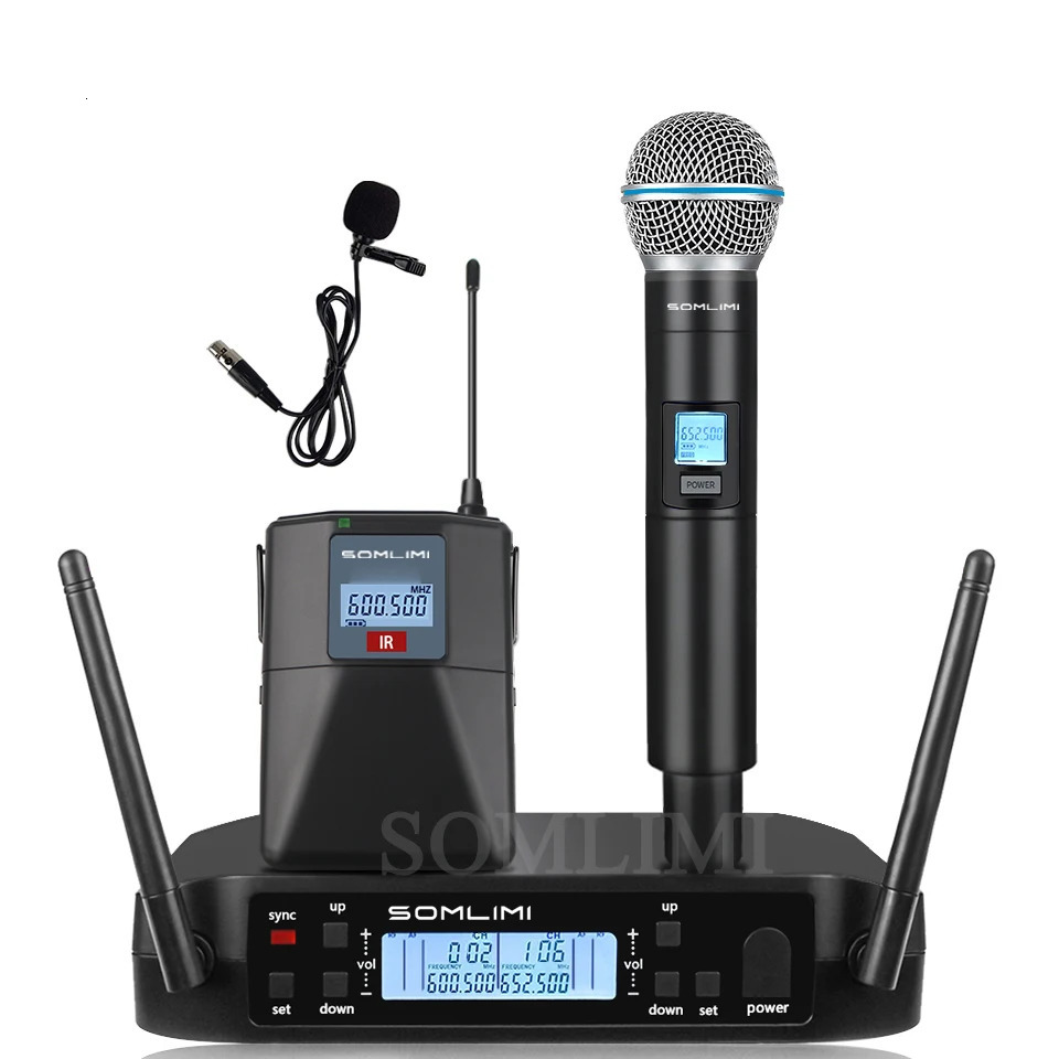 SOMLIMI GLD58 Wireless Microphone Professional UHF System Handheld Microphone Used for Stage Speeches Wedding Performances Bands Family Parties Church
