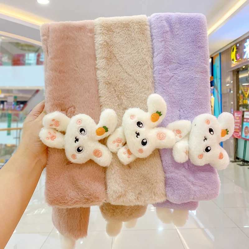 Scarves Wraps New Winter Children Cute Soft Faux Fur Cartoon Carrot Scarf Baby Girls Outdoor Windproof Warm Scarf Boy Kids Plush Thicken Scarf H241213