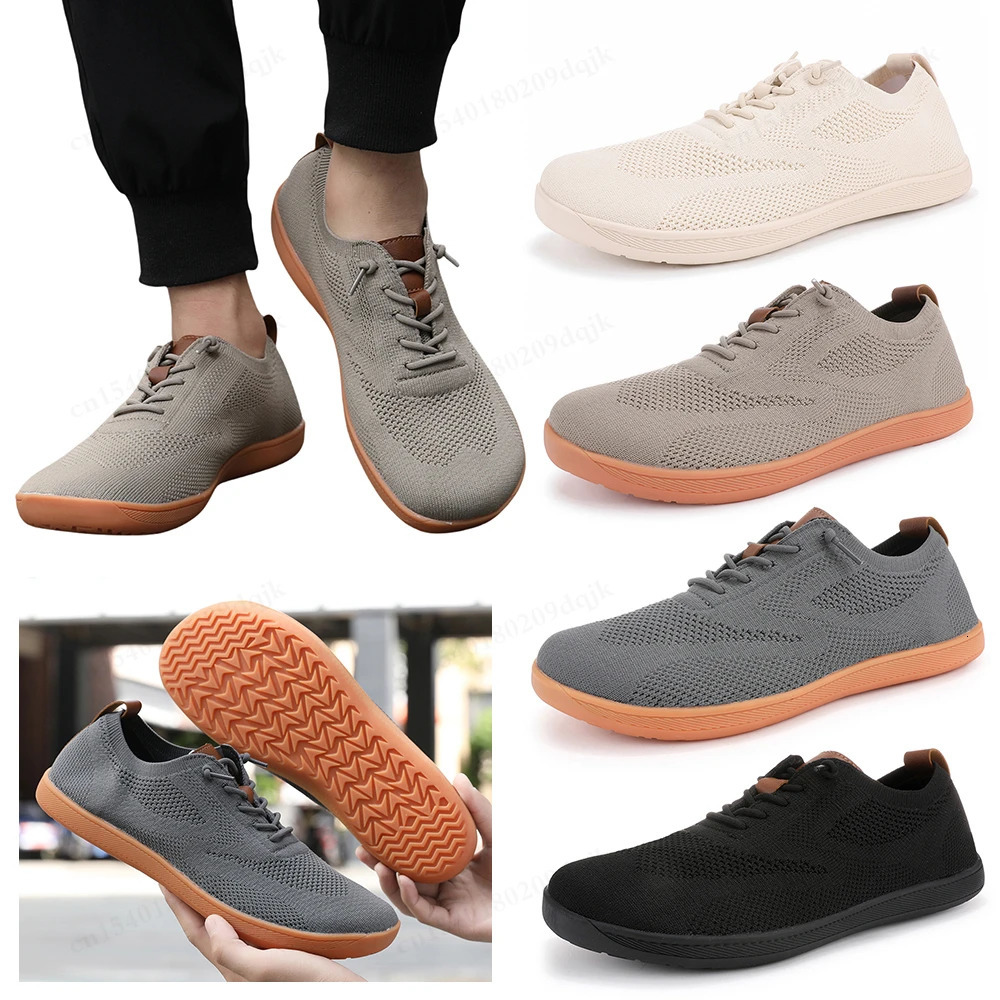 Wide toe shoes minimalist barefoot shoes unisex mesh breathable casual mens shoes comfortable outdoor walking sports shoes 241213