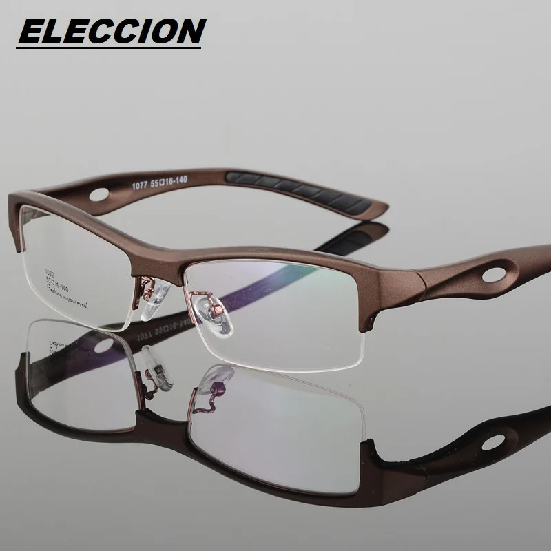 ELECCION Spectacle Frame Attractive Mens Distinctive n Comfortable TR90 Half Frames Square Sports Glasses 1077 241213