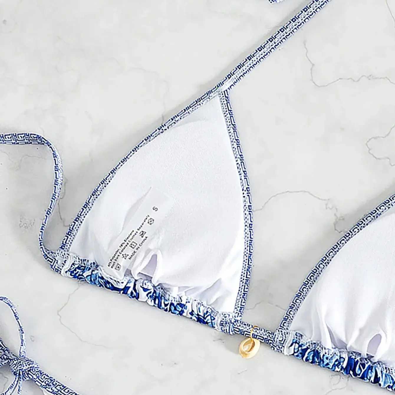 Print Flower Bikini Set Triang Pad Bra Low Waist Triang Beach Shorts Strip Tie Swimming Suit Fa Sexy SwimwearXJ241212