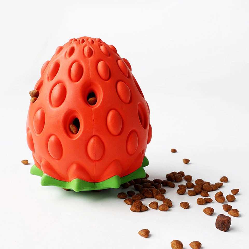 Dog Chewing Toy Rubber Cute Strawberry shaped Food Leakage Toy Durable and Environmentally Friendly Food Distributor Dog Toy X241213