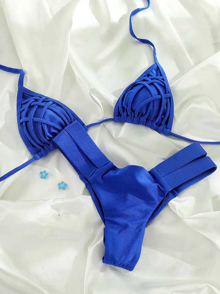 Miyouj Solid Swimsuits Women Sexy Bikinis Bandage Swimwear Cut Out Bathing Suit Triang Biquini Mujer 2-Piece Beachwear SummerXJ241212