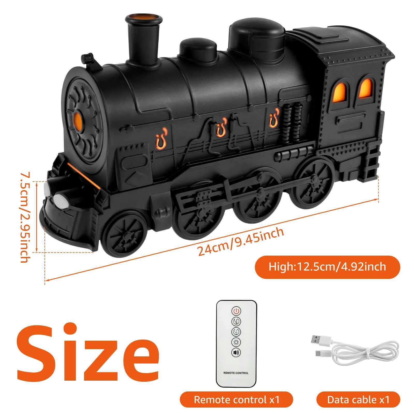 Steam Train Essential Oil Diffuser with Light 300ml Car Humidifier Diffuser Ultra Quiet Train Humidifier Auto Off Aroma DiffuserXJ241213