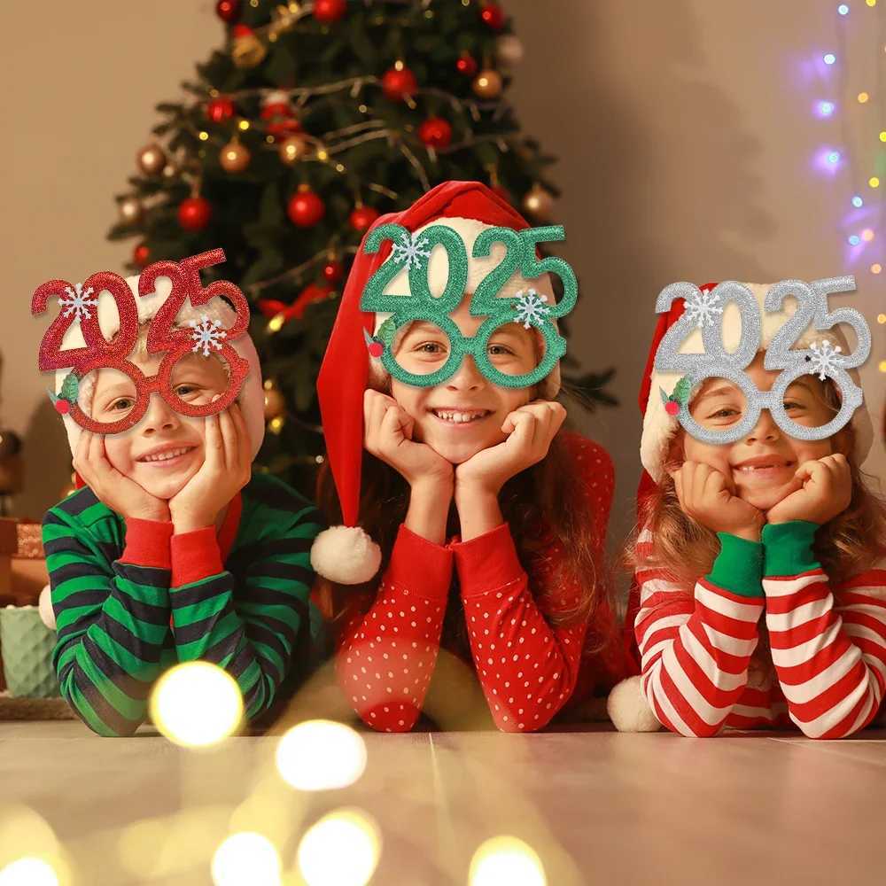 Sunglasses 1/6pcs 2025 New Year Glasses Christmas Ornaments Happy Party Photo Prop Kids Navidad Gifts Xmas Eve Decorations H241213