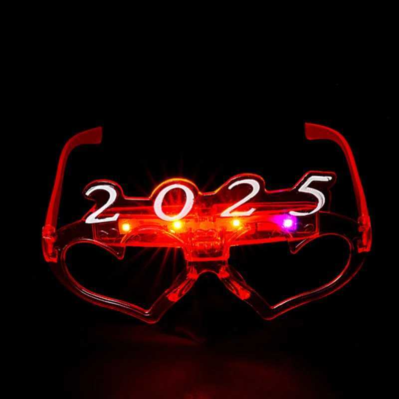 Sunglasses 1-20pcs LED 2025 Light Up Glow Glasses Neon Party Love Heart Flash Sunglasses for Adults Kids Christmas New Year Party Supplies H241213