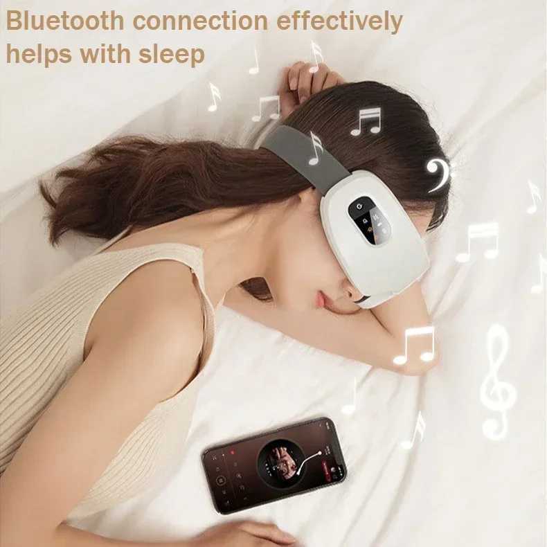 Eye Massager with Heat Vibration Bluetooth Music Smart Massage Eye Mask for Eyes Relax Reduce Eye Strain Improve Sleep W241213