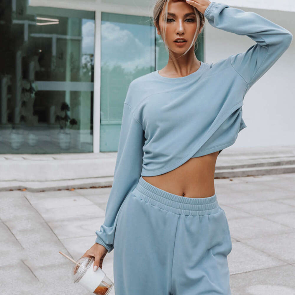 European American Women's Autumn Winter New Sports Hoodie Two-Piece Set Trendy Clothing Fashion And Leisure Temperament