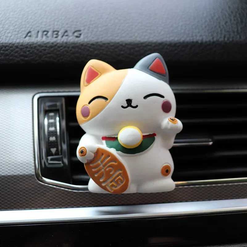 Car Air ener Lucky Cat Fragrance Diffuser Resin Art Perfume Clip Car Air Conditioner Outlet Vent Auto Interior AccessoriesXJ241213