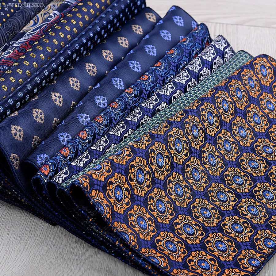 23 * 23CM Luxury Mens Handle Polka Dot Stripe Flower Hanks Polyester Hanks Business Pocket Square Chest Towel Wedding W241213