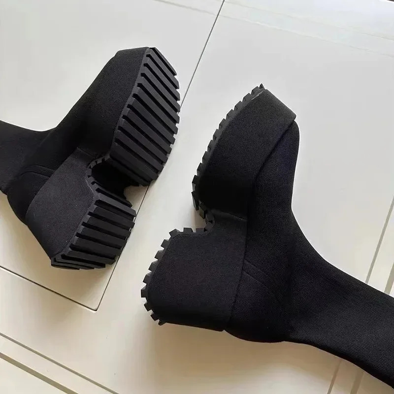 Ankle Super High Heels Chelsea boots womens shoes short and chubby womens shoes sexy pump platform Gothic motorcycle snow boots 241213