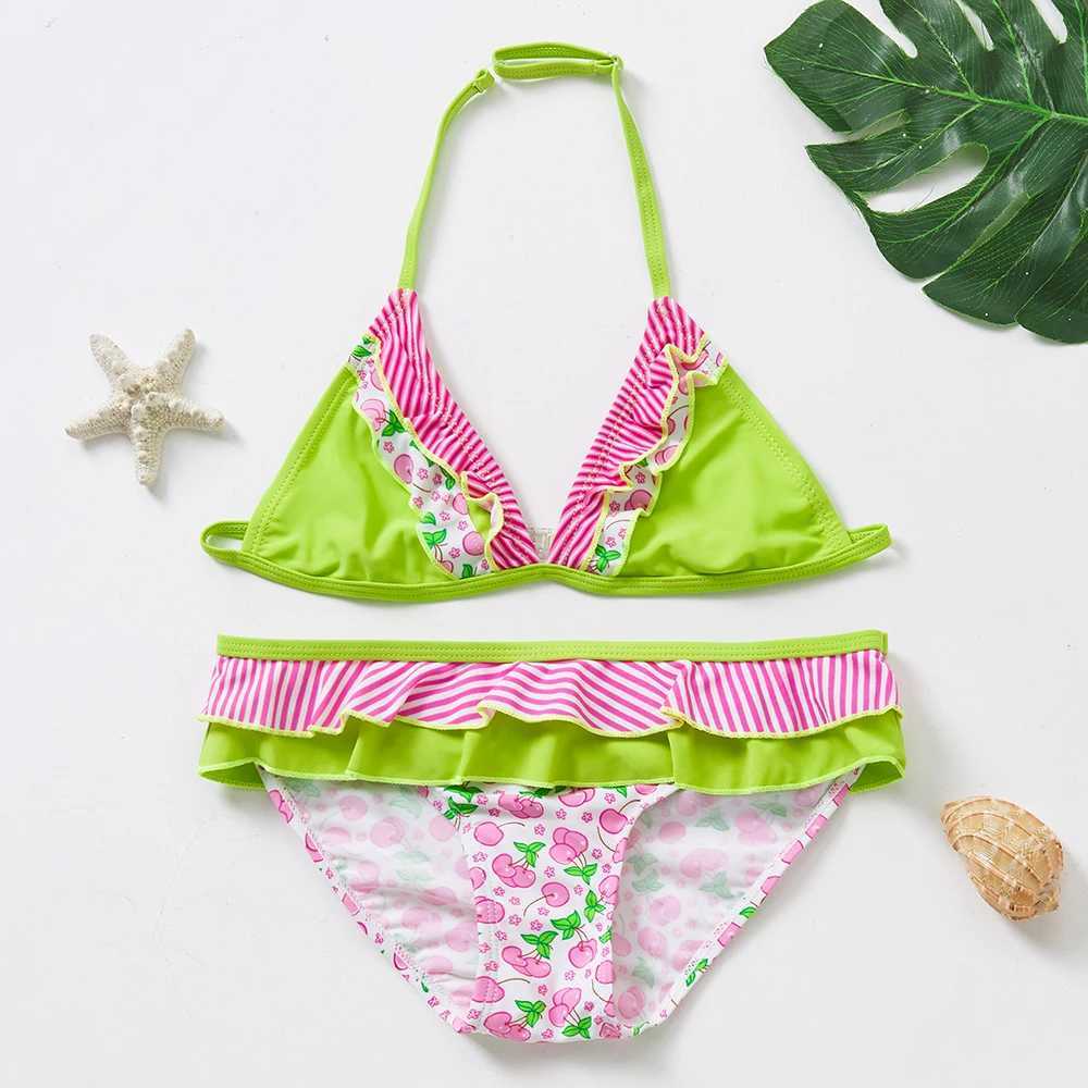 5-16Y Teenager Girls Swimsuit Two-Pieces Children Biquini Suits Large Girls Beach Wear Kids Bikini sets SwimsuitXJ241212