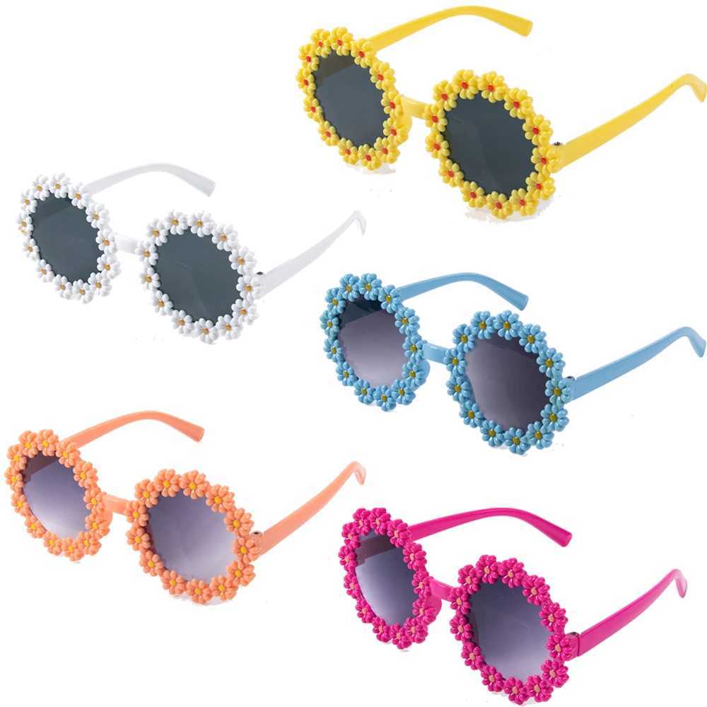 Sunglasses 5pcs Colorful Daisy Flower Sunglasses Photo Glasses Kit Kids Girls Birthday Party Decor Summer Party Photo Props Wedding Favors H241213