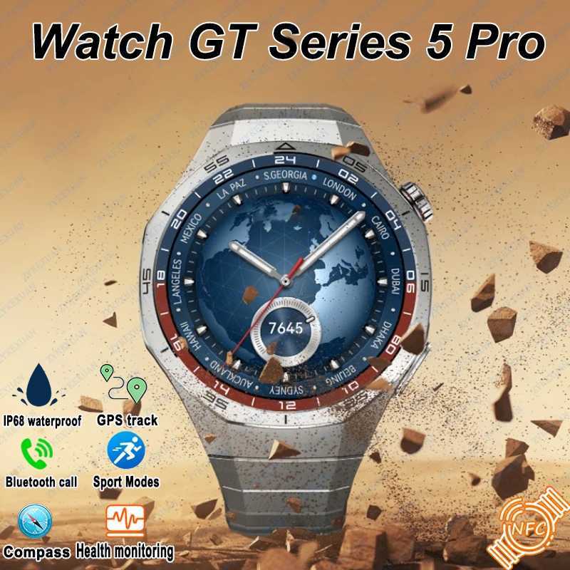 Watch GT Series 5 Pro GPS Sports Smart Watch Mens Heart Rate BT Calling Compass Waterproof NFC Mens Smart Watch Suitable for Android iOS T241213