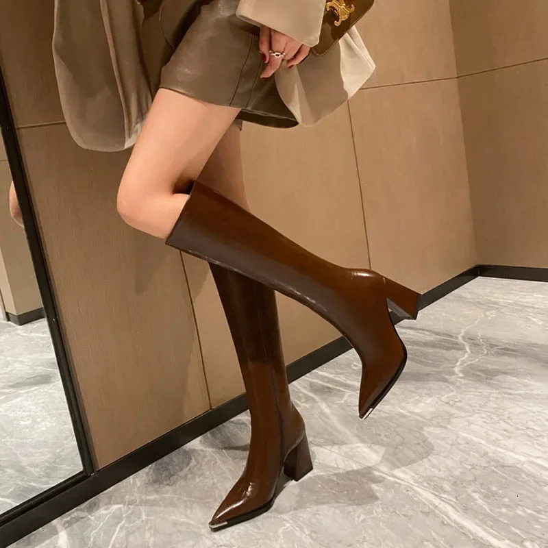 Pointed Toe Womens High Heels Fashion Side Zipper Boots Womens Elegant Party High Heels Winter Womens Shoes 241213