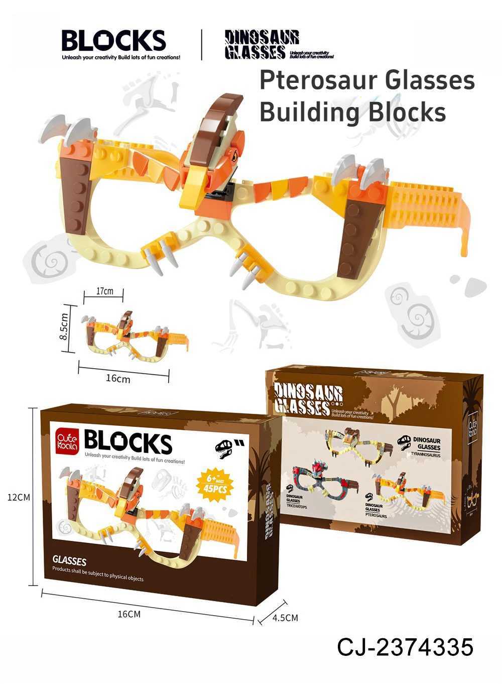 Sunglasses NEW Dinosaur Series Building Block Glasses DIY Puzzle Baseplate Frame Bricks Christmas Creative Birthday Gift for Kids H241213
