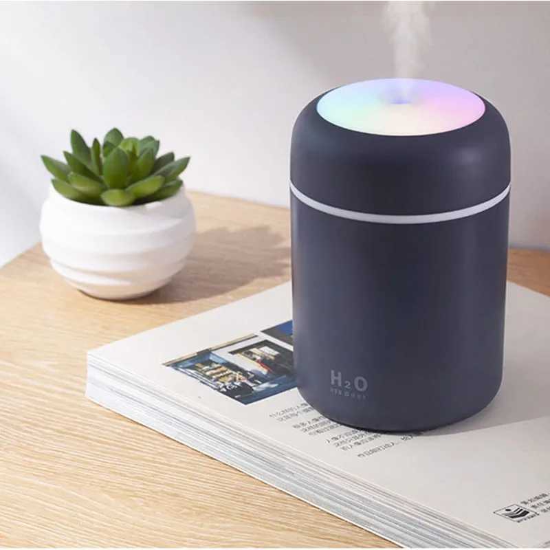 USB Cold Mist Spray Humidifier Portable 300 ml electric air humidifier Aromatic oil diffuser with colored night light for familyXJ241213
