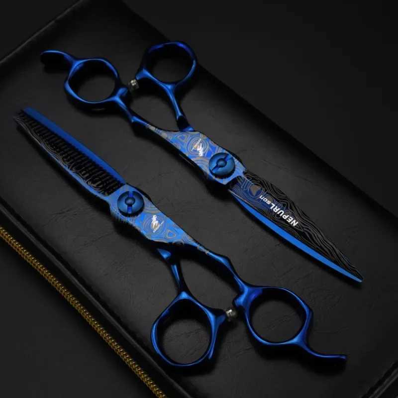New Arrival Professional 6-inch high-end shaver blue Damascus barber barber Z241213