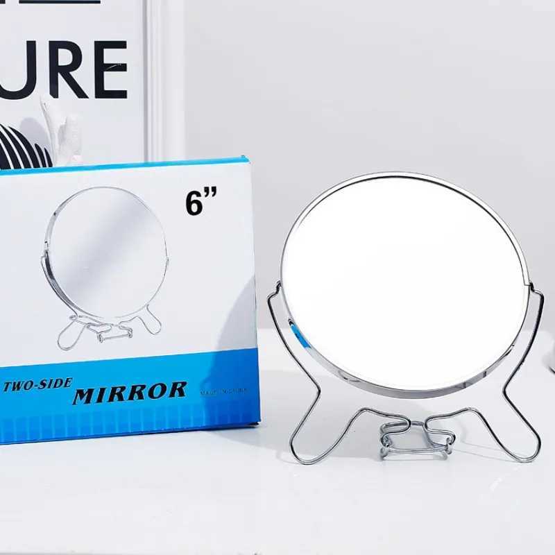 Makeup Cosmetic Mirror 468 Round 360 Degree Rotation 2 Face Tabletop Mirror Magnifier Stainless Steel Makeup Mirror StandingXJ241213