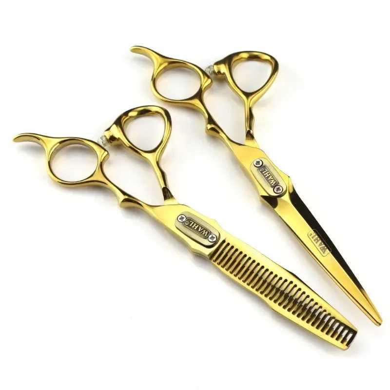 New Arrival Professional barber shears and trims 6.0-inch gold double sword face 440C steel salon barber shears Z241213