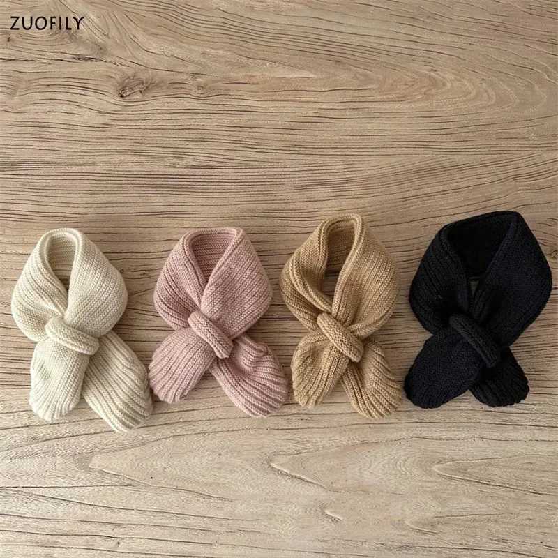 Scarves Wraps Soft Knitted Kids Scarf Winter Warm Infant Toddler Neck Warm Fashion Children Girl Boy Scarves Baby Bib Solid Color Neckerchief H241213