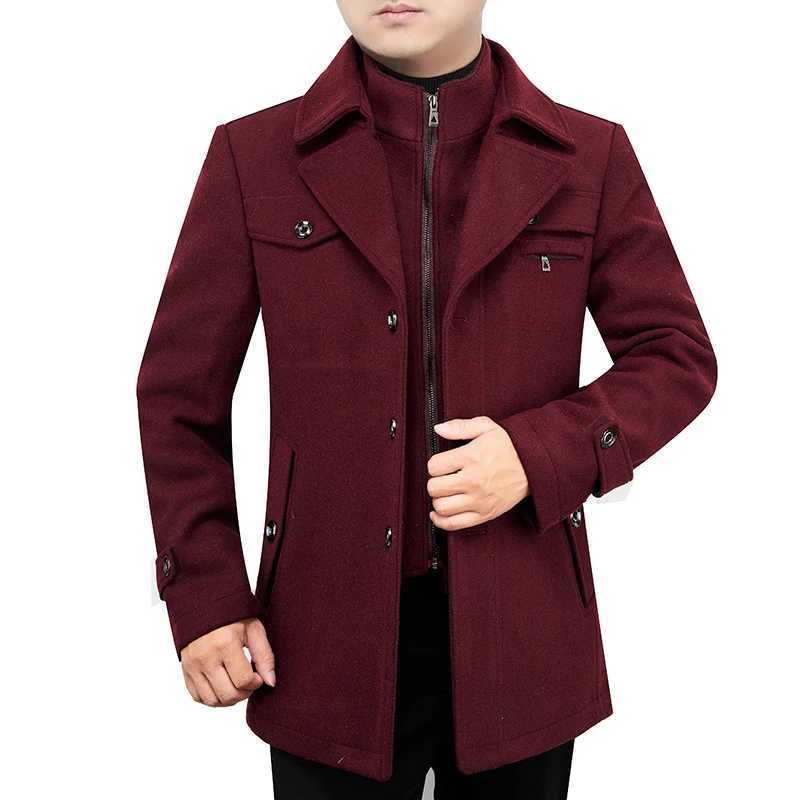New Men Wool Coat High Quality Solid Mens Blends Woolen Coat Male Trench Jacket Casual Overcoat Autumn Winter Thick WindbreakerXJ241212
