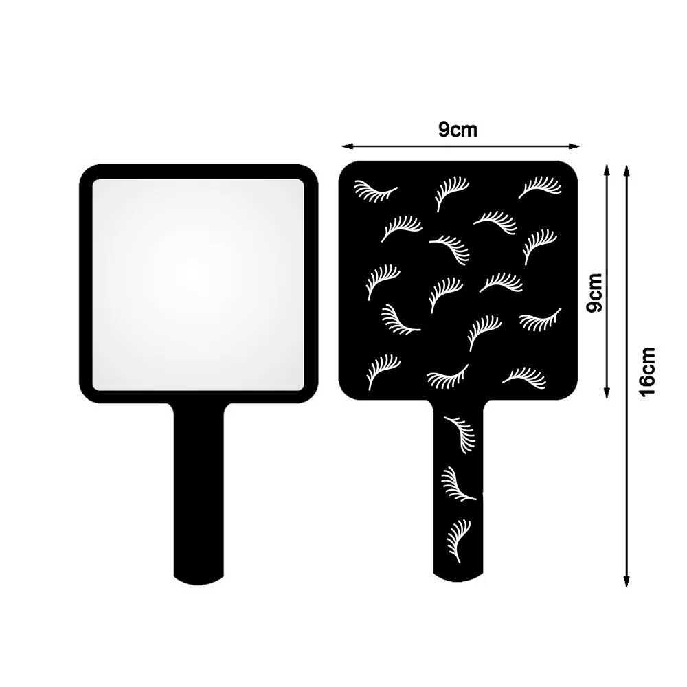 1 Pcs Small 9x9cm Lashes Painting Handheld Makeup Mirror Pink/Black Portable Square Eyelash Extension Salon Mirrors With HandleXJ241213
