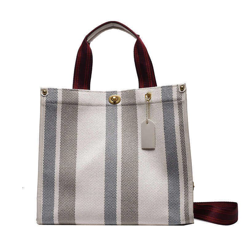 Women's New Hand-Held Tote Large Capacity Canvas Contrasting Color Commuting Shoulder Crossbody Bag, Fashionable Quality Classic