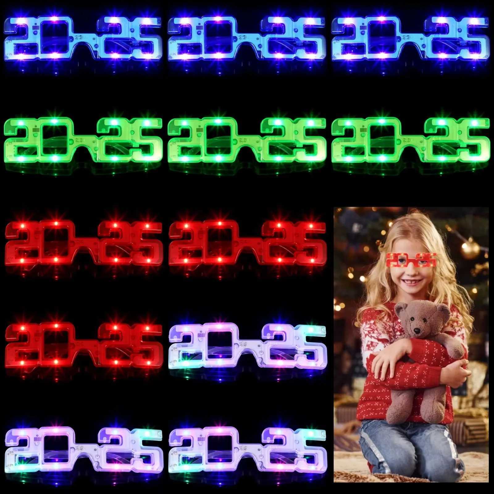 Sunglasses 5-30pcs LED 2025 Glasses Light Up Sunglass for Kids Adult Birthday Neon Wedding Thanksgivings Xmas New Year Glow Party Supplies H241213