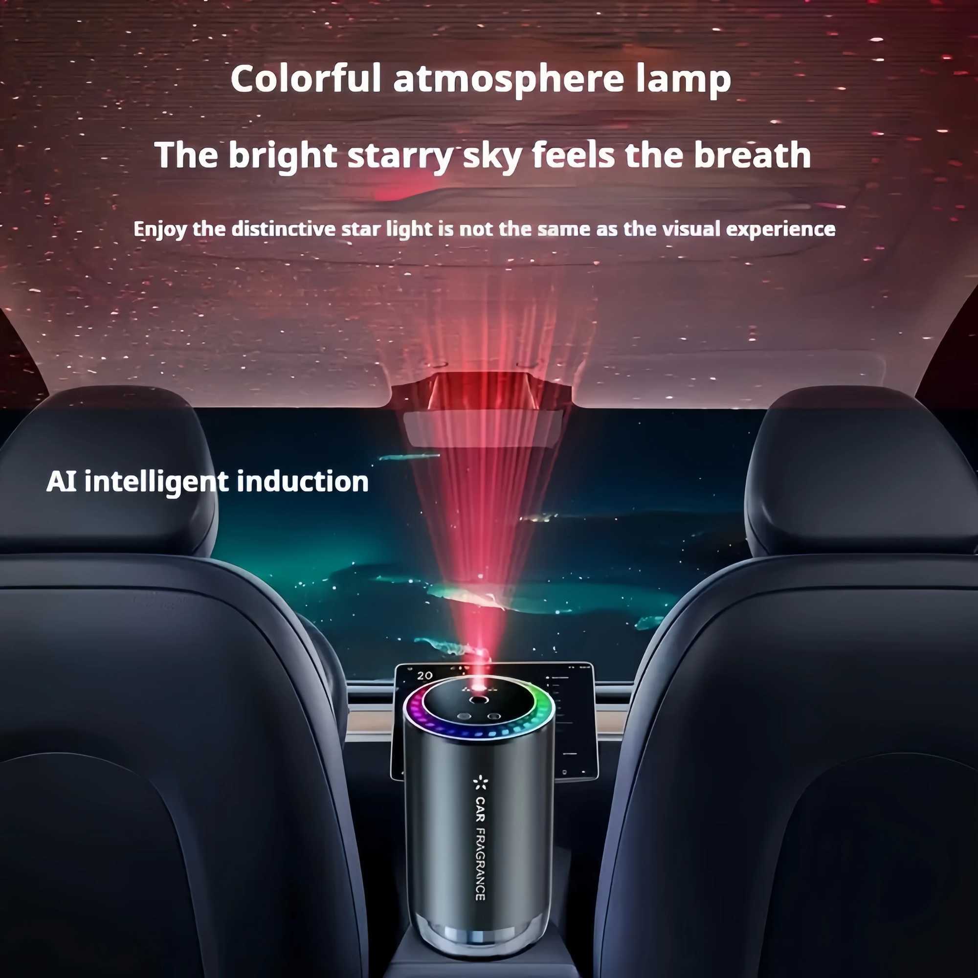 Smart Car Diffuser | Car Oil Diffuser with 1 Fragrance (Total 50ml) | Auto Switch Car Diffuser | Star Projector | Colorful BreatXJ241213