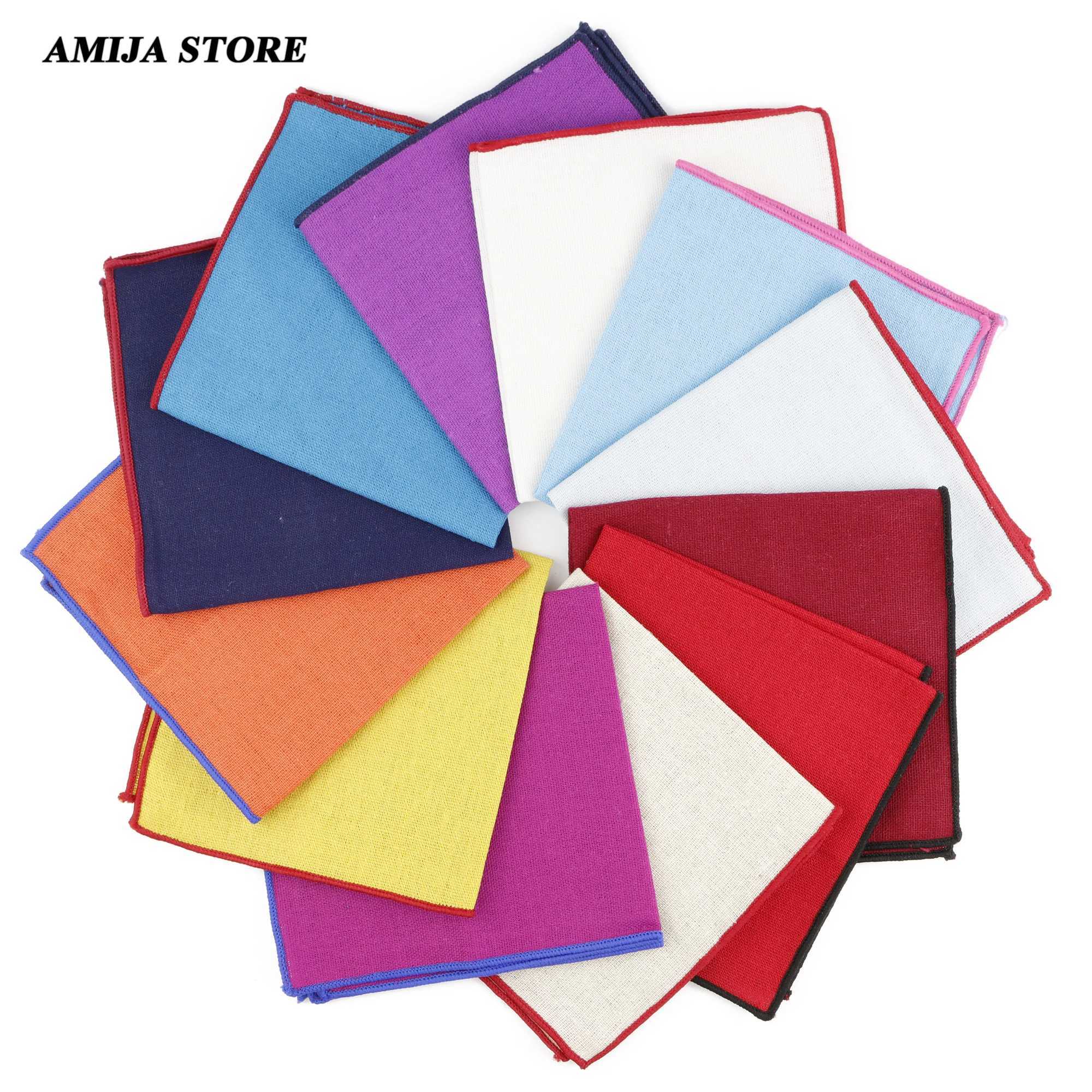 Solid Color Linen Handkerchief Mens Business Pocket Square Leisure Colorful Chest Scarf Casual Party Tuxedo Bow Tie Accessories W241213