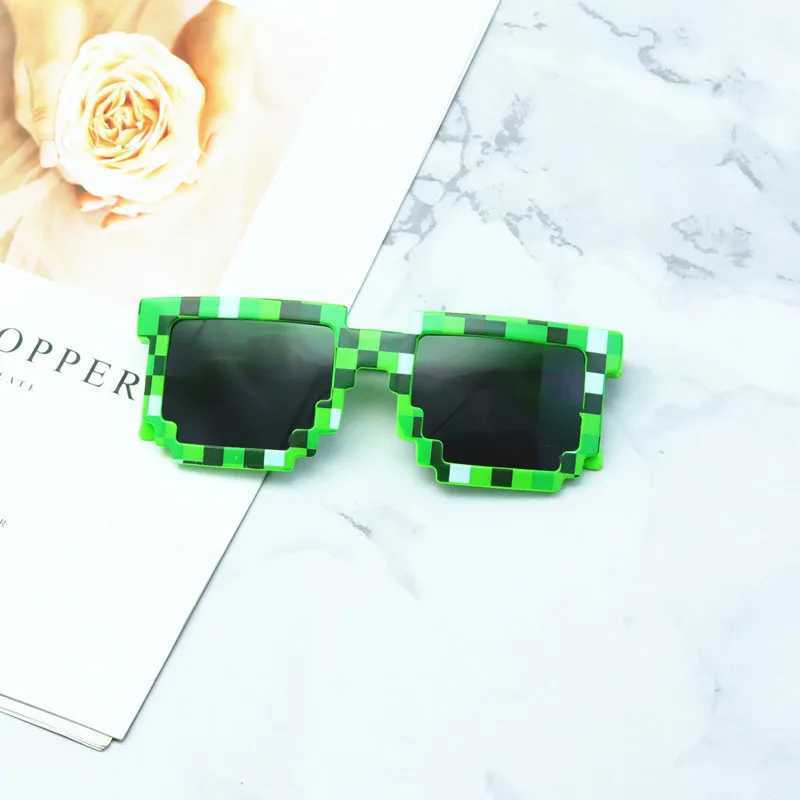 Sunglasses Kids Sunglasses Funny Sun Glasses Cosplay Action Game Toy Square Glasses Pixel Mosaic Thug Life Eyewear Childrens Gift H241213
