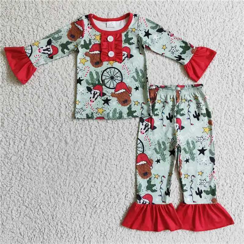 New Christmas Match Baby Boys and Girls Red Checkered Button Long Sleeve Pajama Set Wholesale Boutique Childrens Clothing RTS W241213