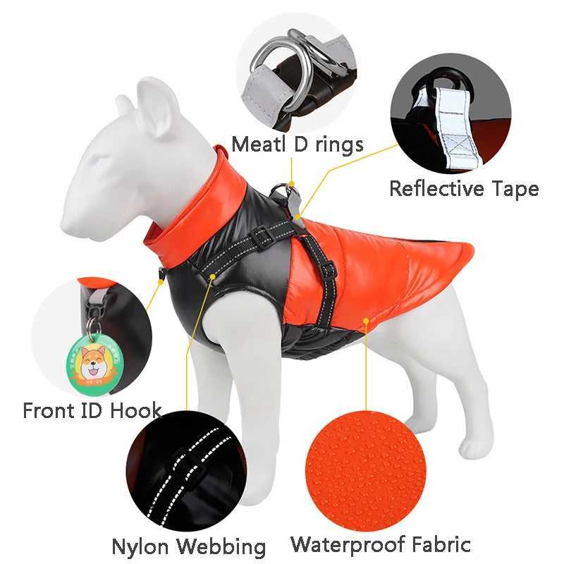 Dog jacket with seat belt winter warm dog clothing suitable for small and medium-sized dogs waterproof pet jacket Chihuahua French Bulldog clothing Y2