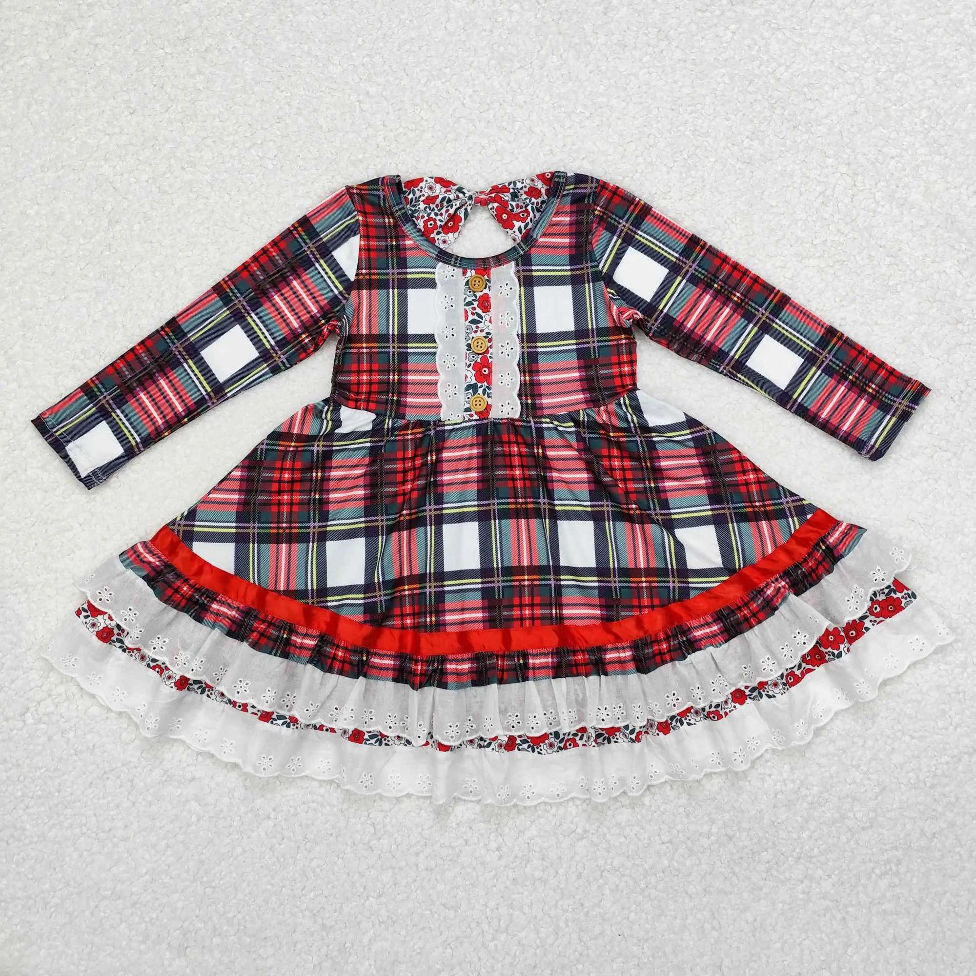 Childrens Christmas clothing long sleeved baby girl dress childrens fashion boutique clothing diagonal dress W241213